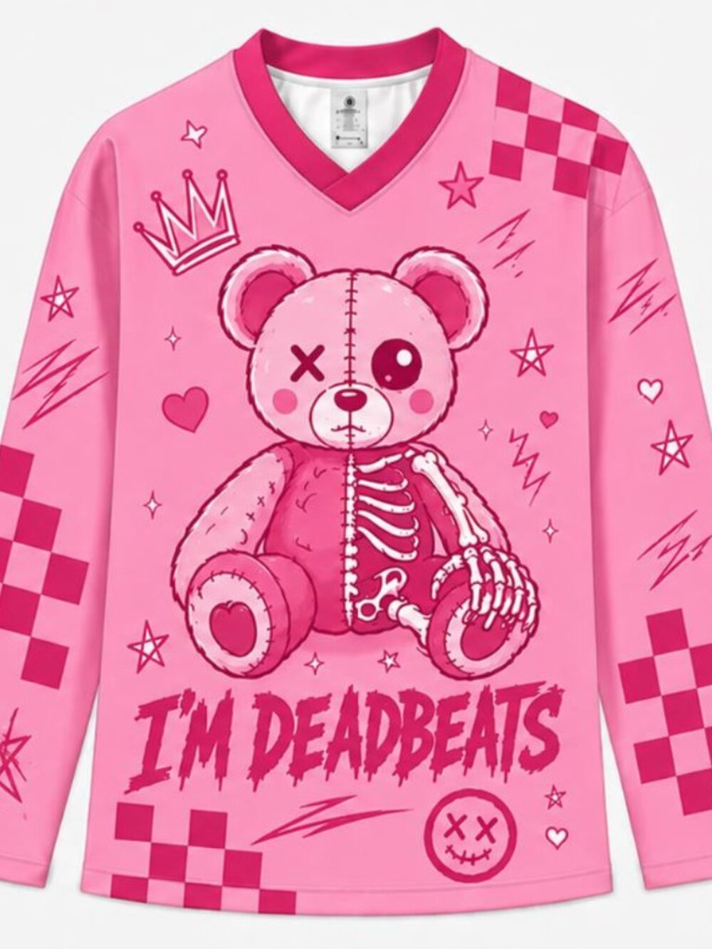 Zeds Dead Deadbeats Kawaii Skeleton Bear Pink Hockey Jersey EDM
